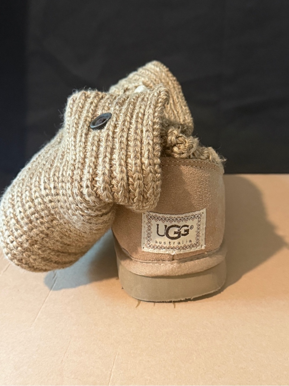 UGG Women’s Knit-Cuff Suede Boot - Tan